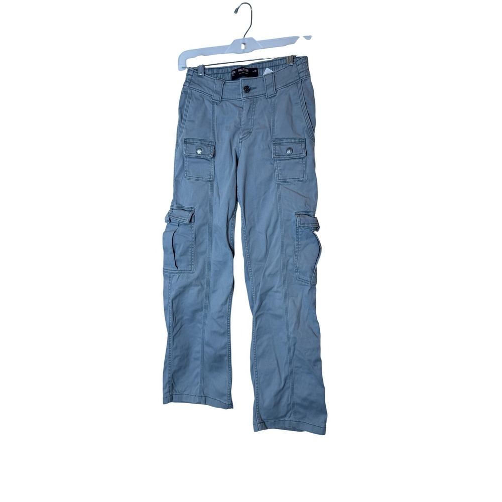 Hollister Cargo Pants Juniors W23R Gray Low-Rise Baggy Straight Leg Pockets